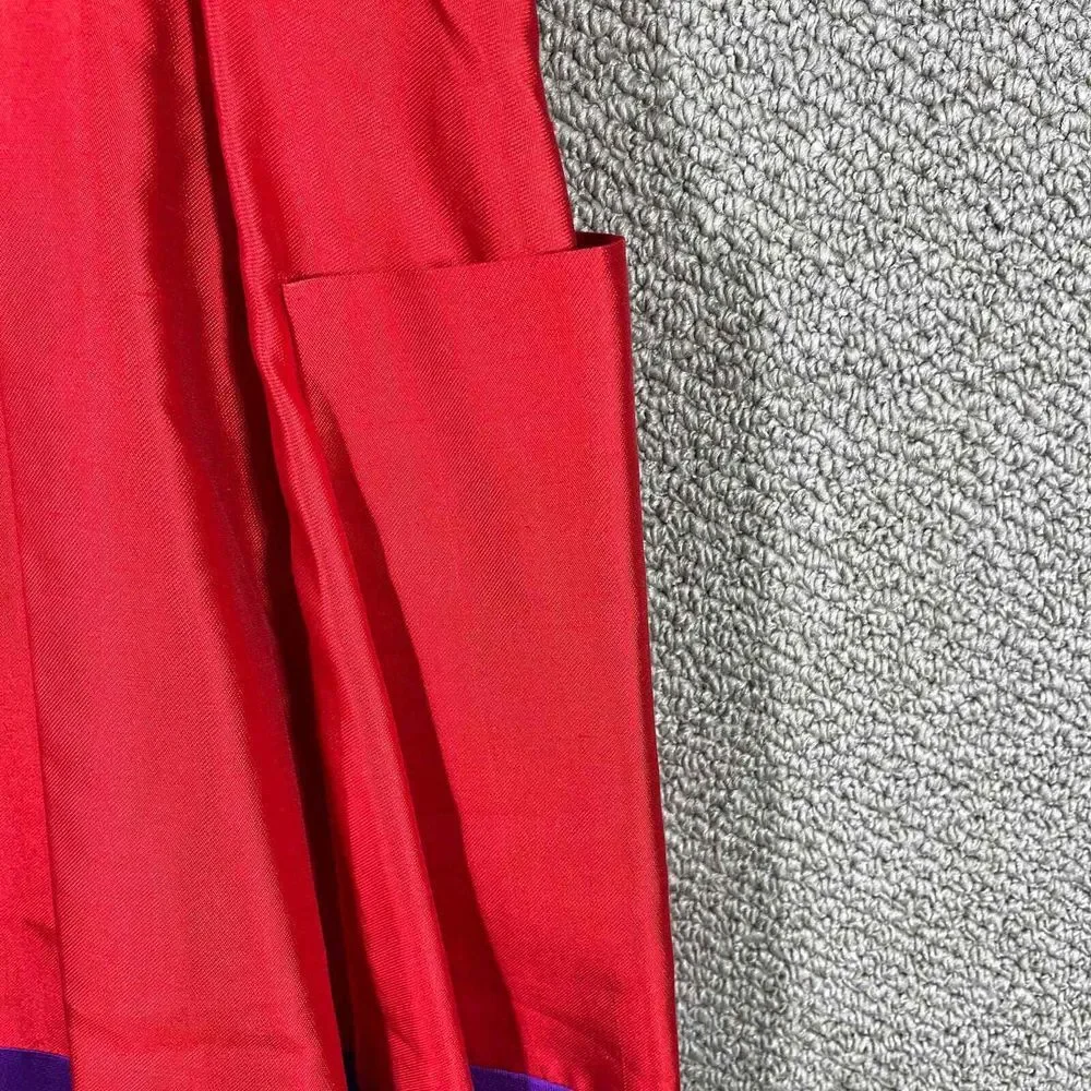 Kate Spade Zahara Dress‎ Womens 8 Purple Black Red Colorblock Silk Sleeveless